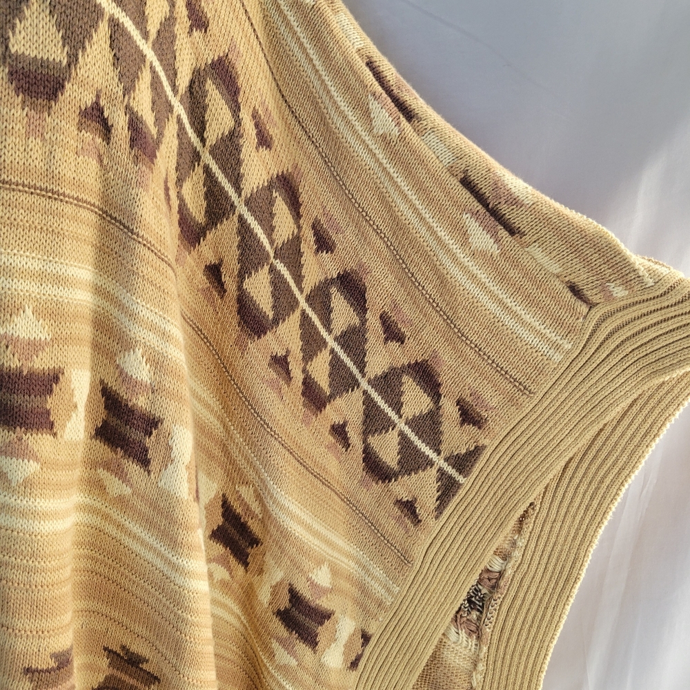 LRL Ralph Lauren Jeans Co. Aztec Southwest Cotton Linen Sweater Poncho S M - Picture 6 of 16